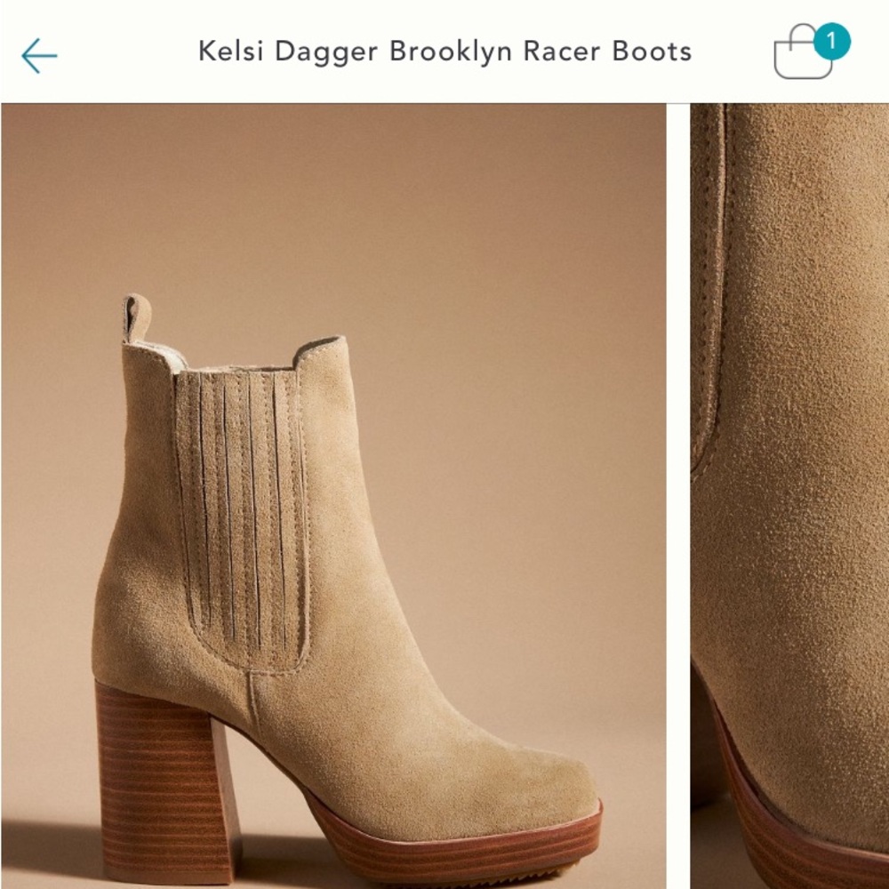 Anthropologie Kelsi Dagger Brooklyn Racer Boots Tan Beige Taupe Size 7.5 - 8